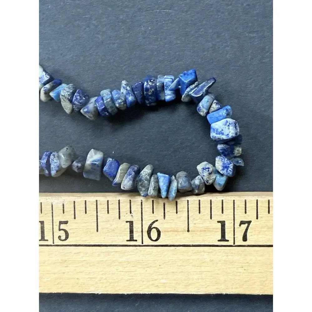 Lapis Lazuli Nugget Chip Necklace Beaded Boho Festival Coastal Southwestern